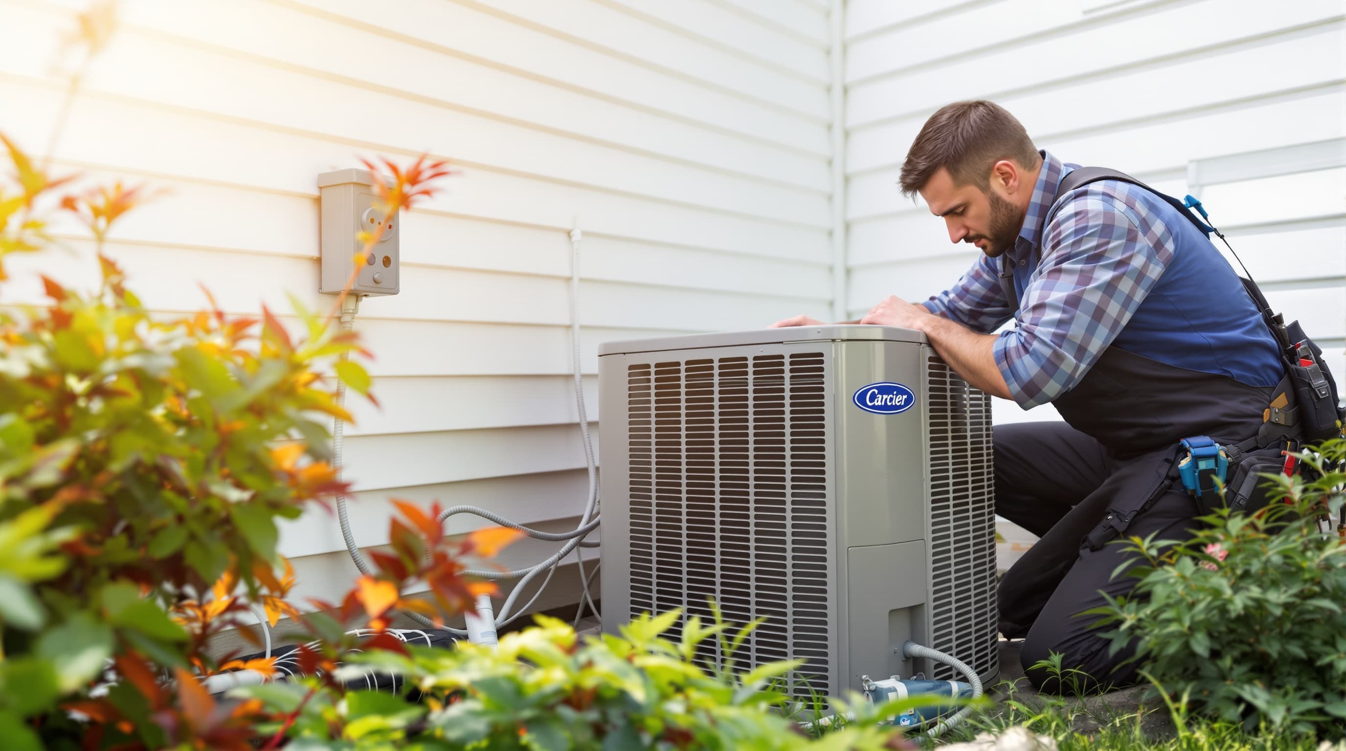 Central AC installation on colonial home